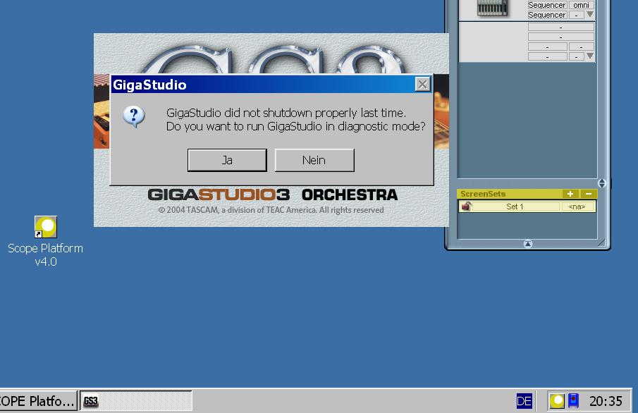 this happens when I apply gigastudio 3. what comes next when I press yes you´ll see below.